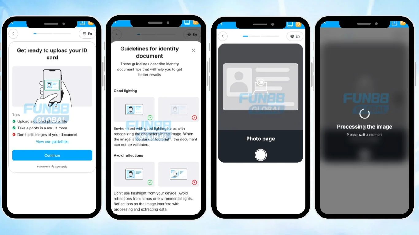 FUN88 KYC identity document upload process